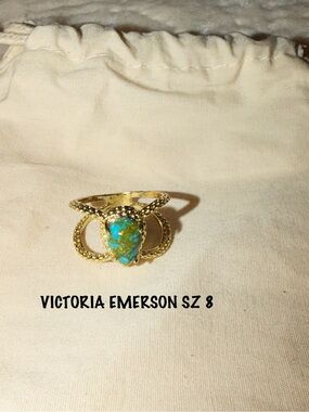 Victoria Emerson Gold Ring with Teardrop Turquoise Stone-Cassidy